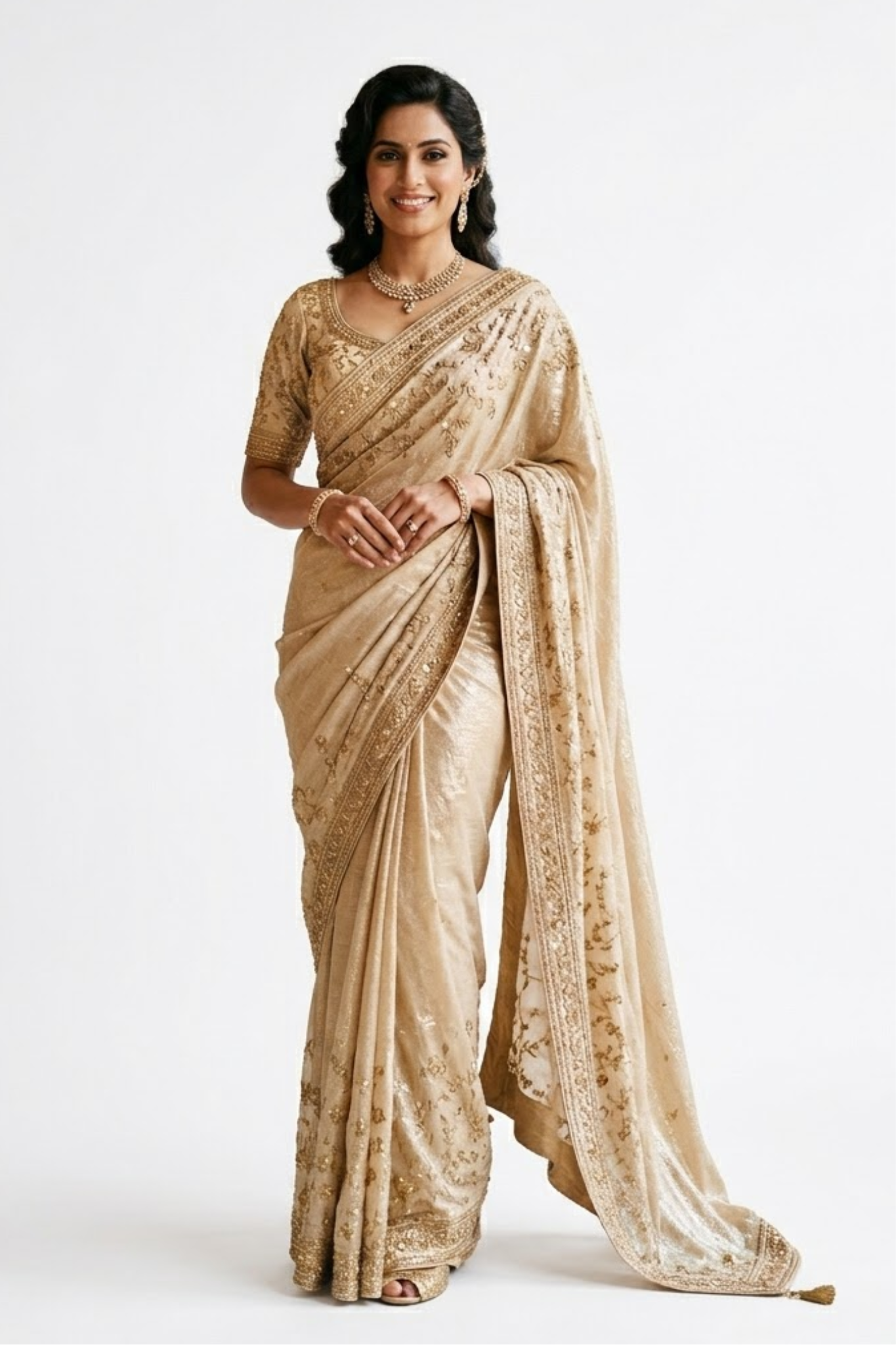 Women’s Gold Embroidered Designer Saree